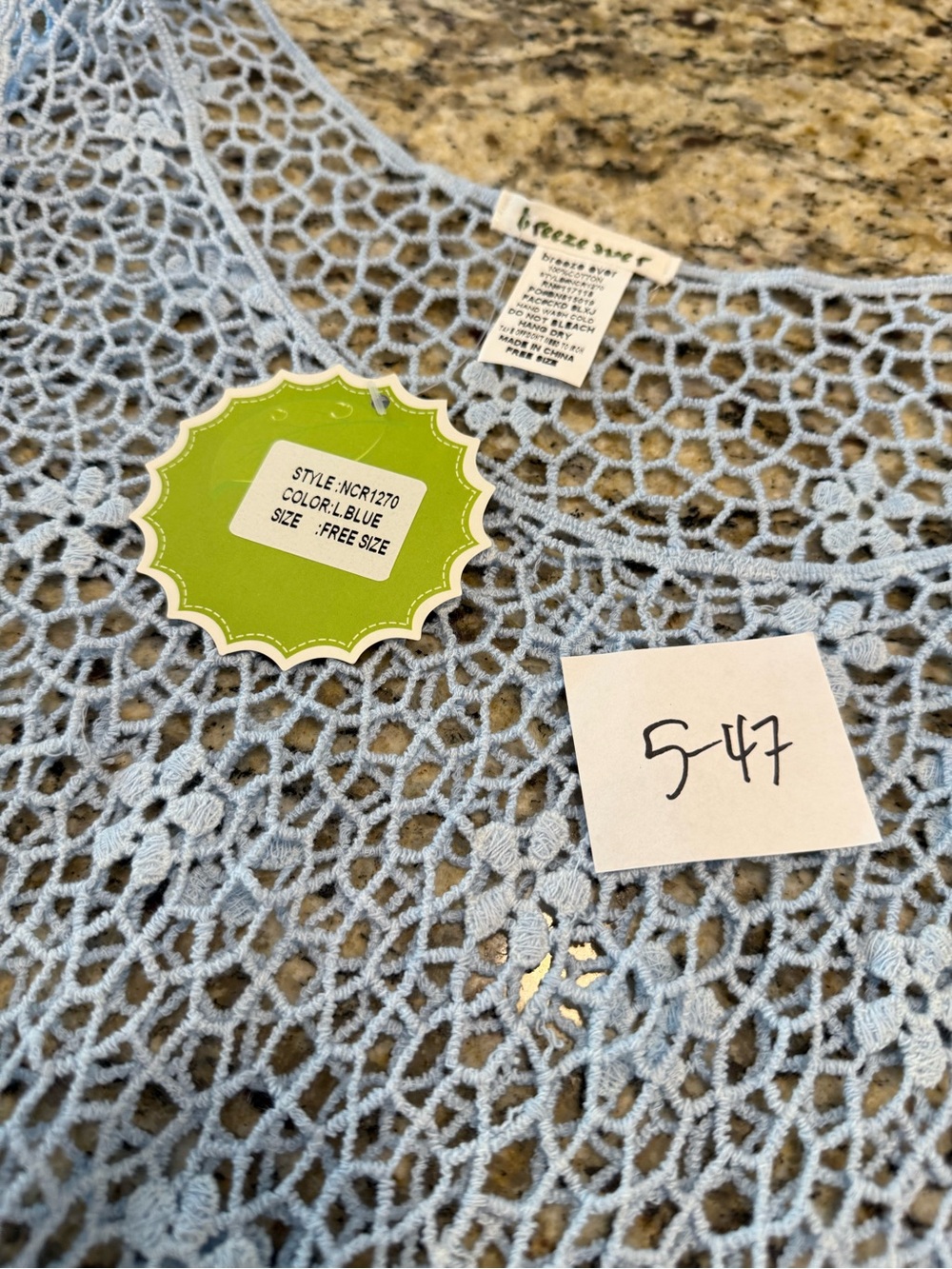 Breeze Over blue floral lace sheer swimwear coverup 
Free Size - Picture 10 of 10